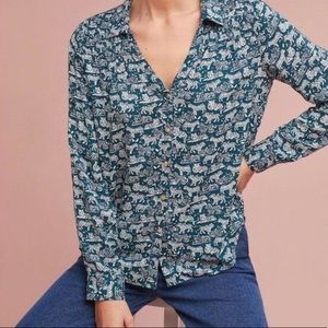 Anthropologie Maeve Tiger Print Top